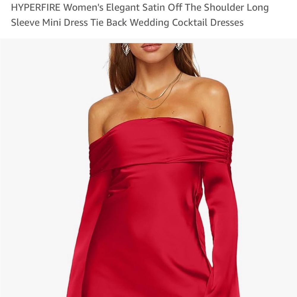 Red Ruched Off-Shoulder Bishop Sleeve Sheath Dress